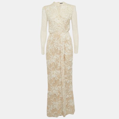 Alexander McQueen White Floral Pattern Lace Wrap Style Gown XS - Alexander McQueen - Modalova