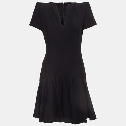 Alexander McQueen Black Leaf Crepe Flared Mini Dress M - Alexander McQueen - Modalova