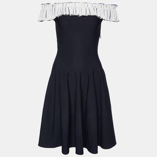 Alexander McQueen Black Knit Ruffle Off-Shoulder Fit & Flare Sweater Dress XS - Alexander McQueen - Modalova