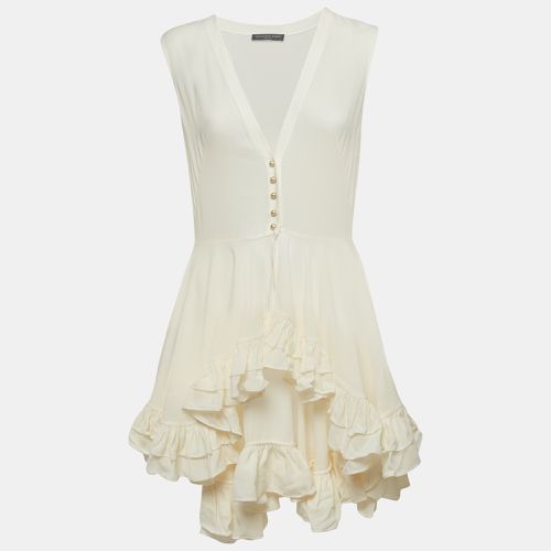 Alexander McQueen Off White Buttoned Front Ruffled Top M - Alexander McQueen - Modalova