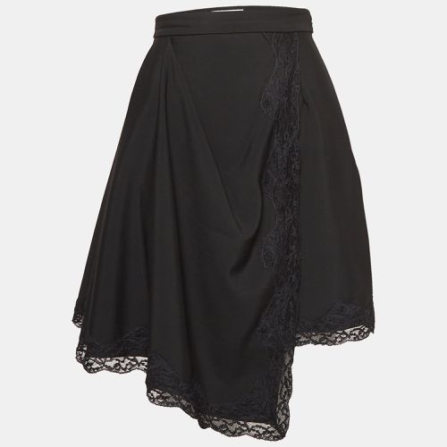 Alexander McQueen Black Lace Trim Wool Asymmetric Skirt S - Alexander McQueen - Modalova