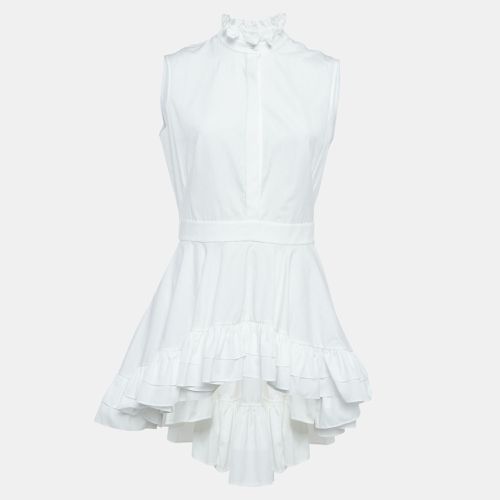 Alexander McQueen White Poplin Ruffled High-Low Mini Dress M - Alexander McQueen - Modalova