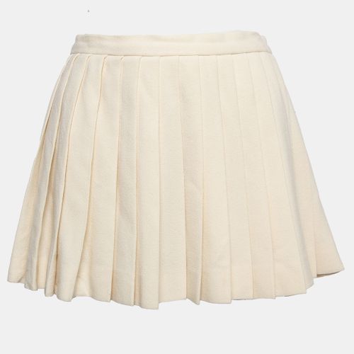 Alexander McQueen Cream Wool Pleated Mini Skirt S - Alexander McQueen - Modalova