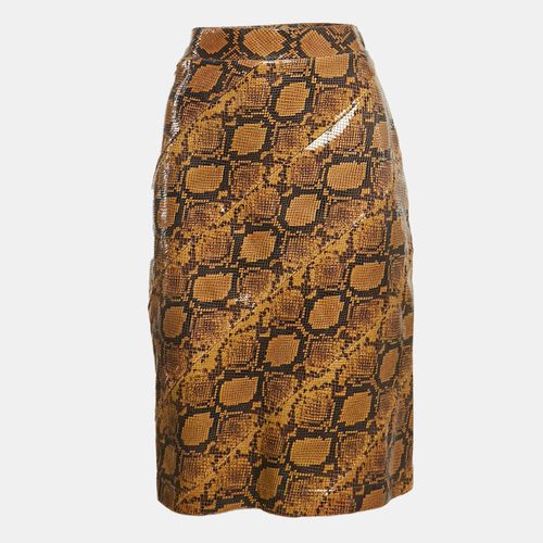 Alexander McQueen Brown Snakeskin Pattern Patent Leather Pencil Skirt M - Alexander McQueen - Modalova