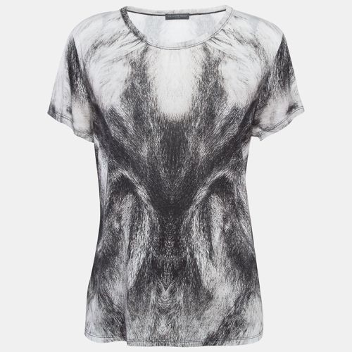 Alexander McQueen White/Black Printed Jersey Crewneck T-Shirt M - Alexander McQueen - Modalova