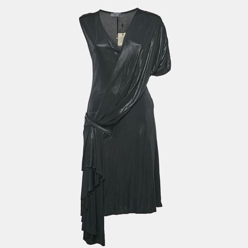 Alexander McQueen Black Coated Jersey Knot Detail Midi Dress S - Alexander McQueen - Modalova