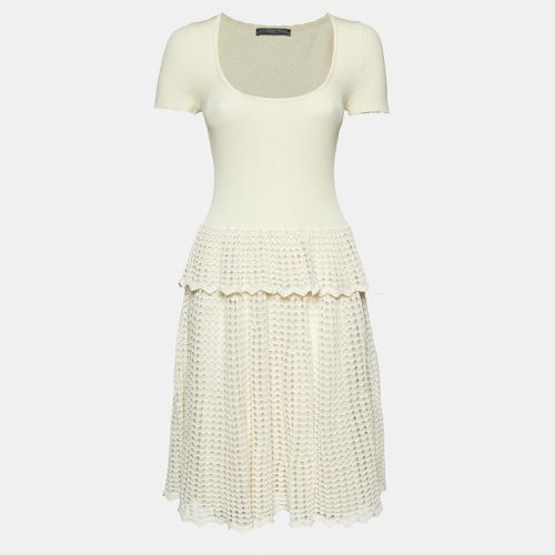 Alexander McQueen Cream Rib Knit and Patterned Knit Mini Dress L - Alexander McQueen - Modalova