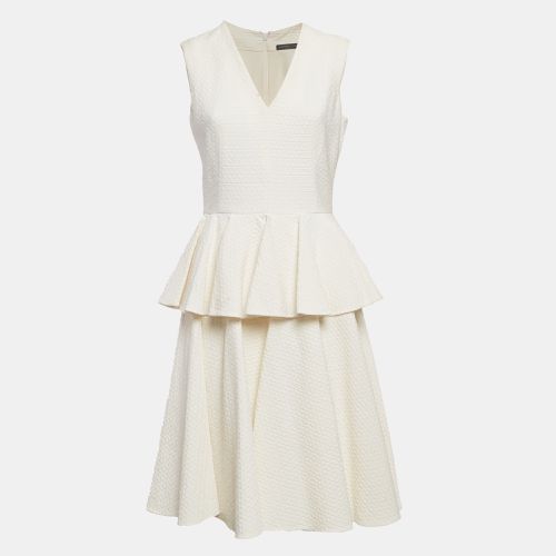 Alexander McQueen Off-White Textured Crepe Flounce Short Dress L - Alexander McQueen - Modalova