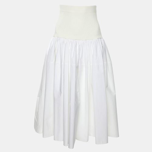 Alexander McQueen White Cotton Drop Yoke Mixed Media Midi Skirt S - Alexander McQueen - Modalova