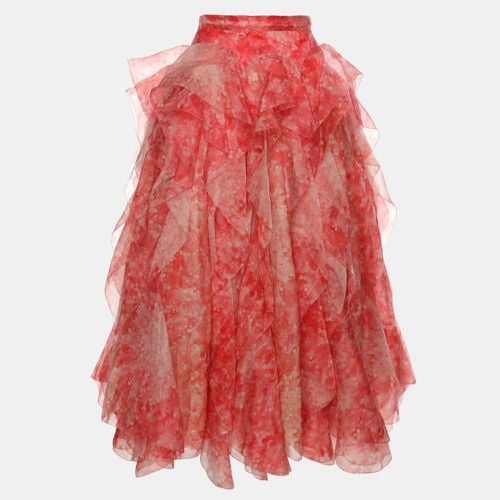 Alexander McQueen Coral-Print Draped Ruffle Midi Skirt - Alexander McQueen - Modalova