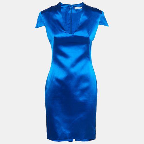 Alexander McQueen Blue Silk Satin Sheath Dress S - Alexander McQueen - Modalova