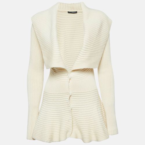 Alexander McQueen Beige Rib Knit Peplum Cardigan S - Alexander McQueen - Modalova