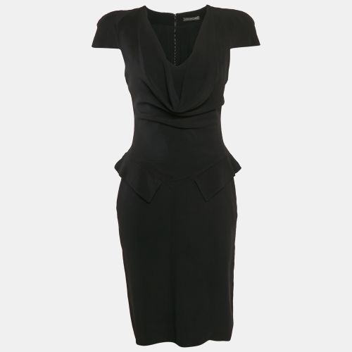 Alexandre Mcqueen Black Crepe Cowl Neck Detail Knee-Length Dress M - Alexander McQueen - Modalova