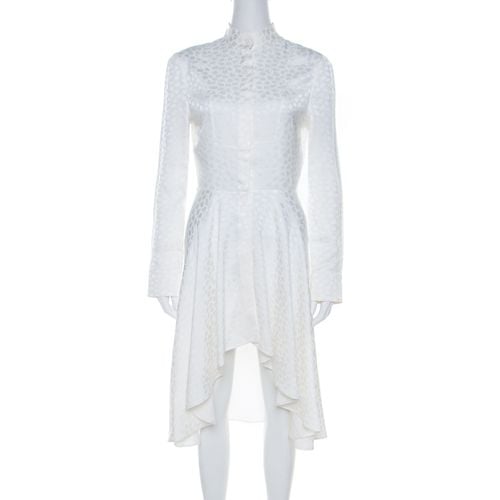 Alexander McQueen Cream Leaf Jacquard Asymmetric Hem Shirt Dress S - Alexander McQueen - Modalova