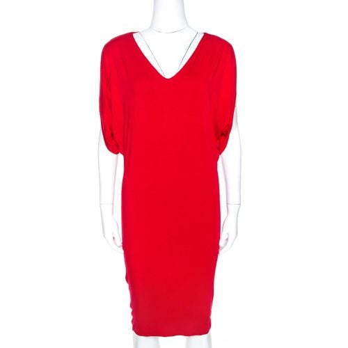 Alexander McQueen Red Stretch Knit Sleeveless Fitted Dress S - Alexander McQueen - Modalova