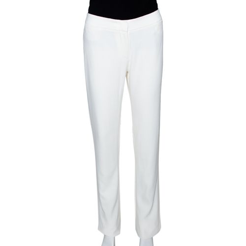 Alexander McQueen Cream Crepe Straight Leg Trousers M - Alexander McQueen - Modalova