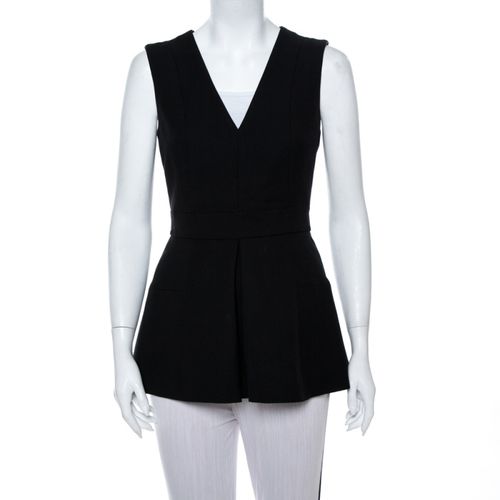 Alexander McQueen Black V Neck Sleeveless Peplum Top M - Alexander McQueen - Modalova