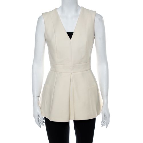 Alexander McQueen Cream V Neck Sleeveless Peplum Top M - Alexander McQueen - Modalova