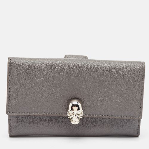 Alexander McQueen Grey Leather Skull Crystals French Wallet - Alexander McQueen - Modalova