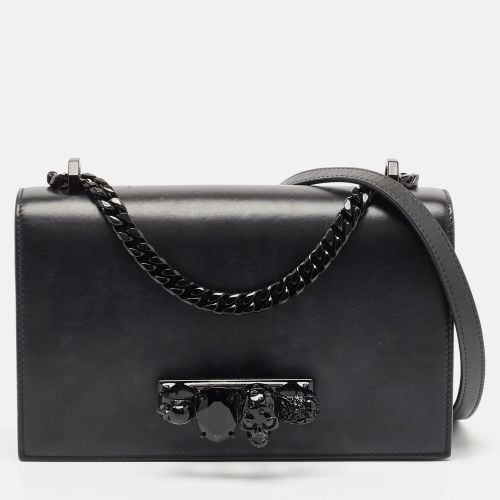 Alexander McQueen Black Leather Jewelled Flap Shoulder Bag - Alexander McQueen - Modalova