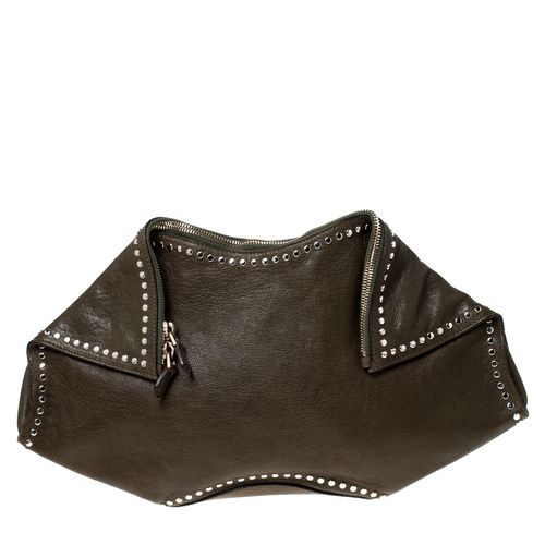 Alexander McQueen Olive Green Leather Medium De Manta Clutch - Alexander McQueen - Modalova