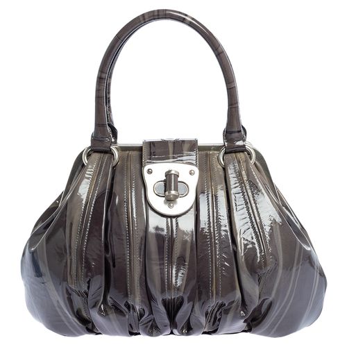 Alexander McQueen Grey Patent Leather Elvie Satchel - Alexander McQueen - Modalova