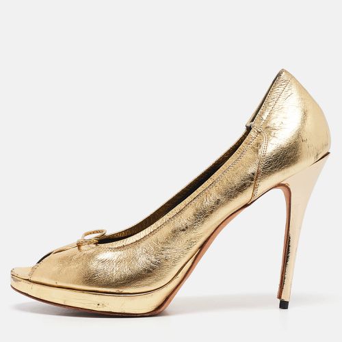 Alexander McQueen Gold Leather Peep Toe Platform Pumps Size 38 - Alexander McQueen - Modalova