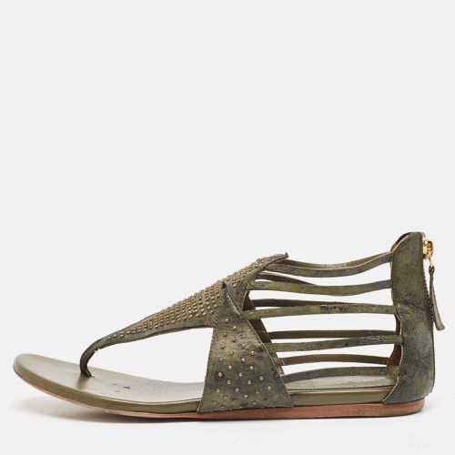 Alexander McQueen Green Leather Flat Sandals Size 38 - Alexander McQueen - Modalova