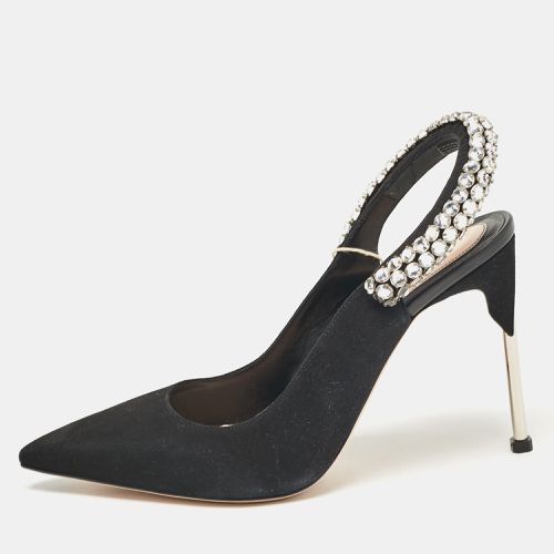 Alexander McQueen Black Suede Crystal Embellished Slingback Pumps Size 39 - Alexander McQueen - Modalova