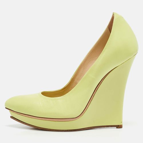 Alexander McQueen Neon Green Leather Wedge Pumps Size 37 - Alexander McQueen - Modalova