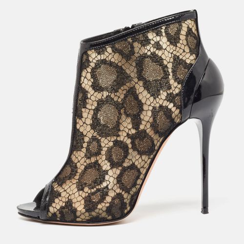 Alexander McQueen Black Lace and Patent Open Toe Ankle Booties Size 37 - Alexander McQueen - Modalova