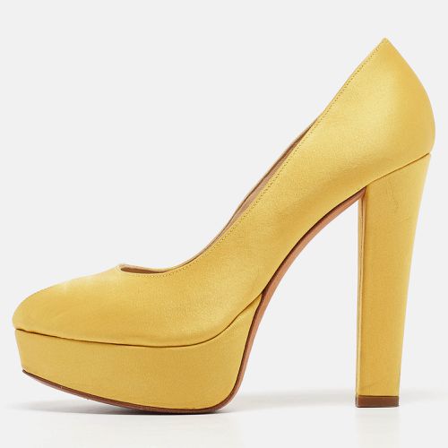 Alexander McQueen Yellow Satin Peep Toe Platform Pumps Size 38 - Alexander McQueen - Modalova