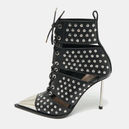Alexander McQueen Black Cutout Leather Ankle Length Boots Size 39 - Alexander McQueen - Modalova
