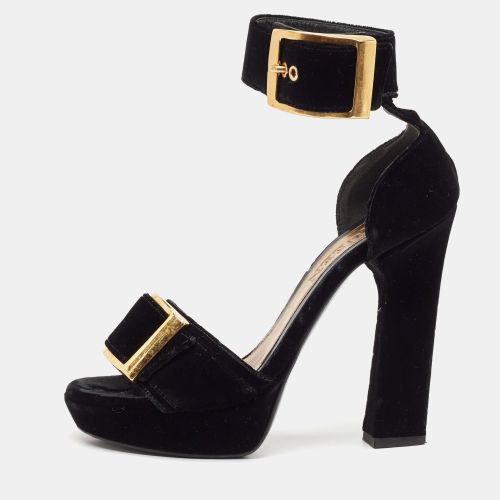 Velvet Buckle Platform Ankle Strap Sandals Size 39 - Alexander McQueen - Modalova