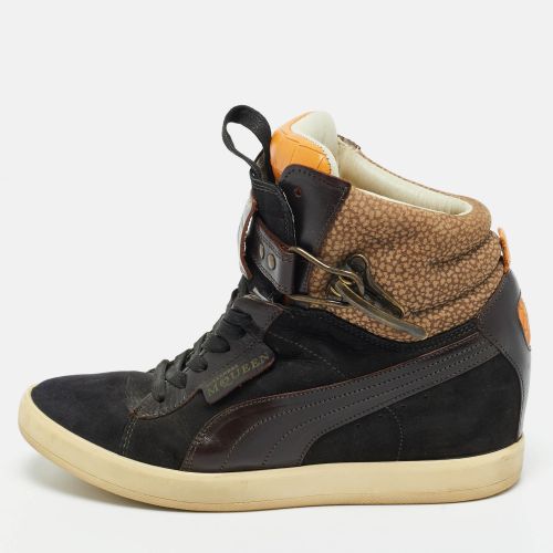 Alexander McQueen Multicolor Croc Embossed Leather and Suede Wedge Sneakers Size 37 - Alexander McQueen - Modalova