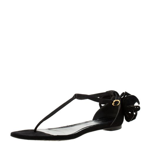 Alexander McQueen Black Leather Butterfly Detail Flat Sandals Size 36 - Alexander McQueen - Modalova