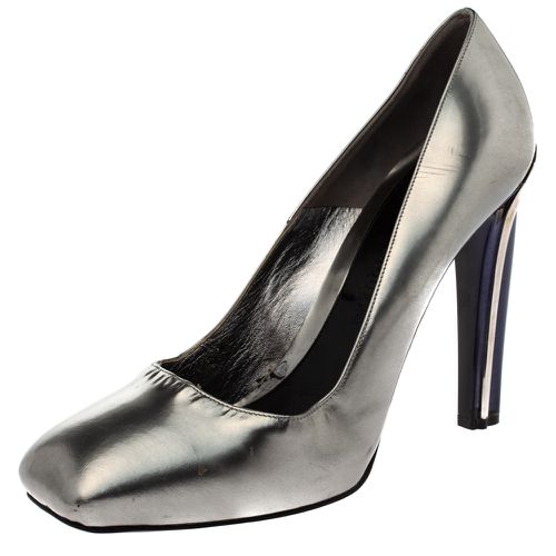 Alexander McQueen Silver Patent Leather Square Toe Pumps Size 41 - Alexander McQueen - Modalova