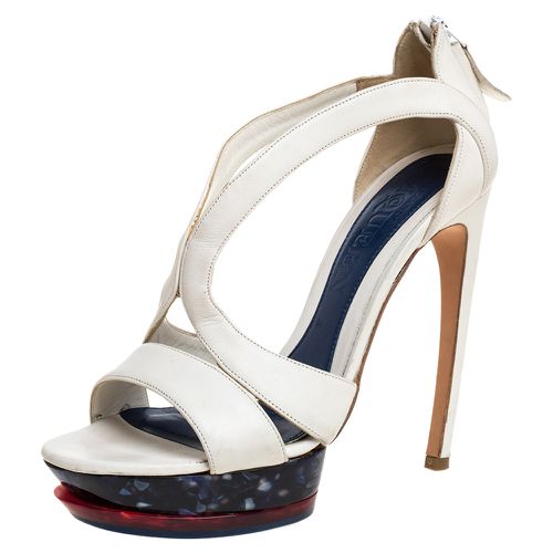 Alexander McQueen White Leather Double Arched Platform Sandals Size 37 - Alexander McQueen - Modalova