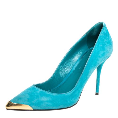 Alexander McQueen Blue Sued Pointed Toe Pumps Size 39.5 - Alexander McQueen - Modalova