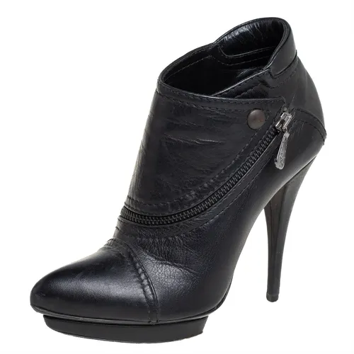 Alexander McQueen Black Leather Zipper Detail Ankle Boots Size 37 - Alexander McQueen - Modalova