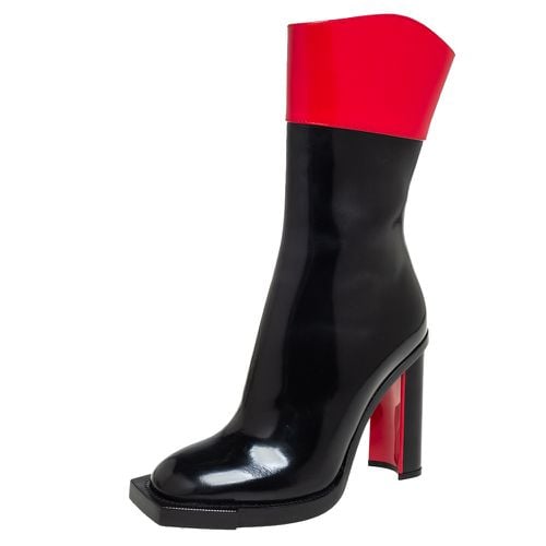 Alexander McQueen Red/Black Patent Leather Calf Length Boots Size 38.5 - Alexander McQueen - Modalova