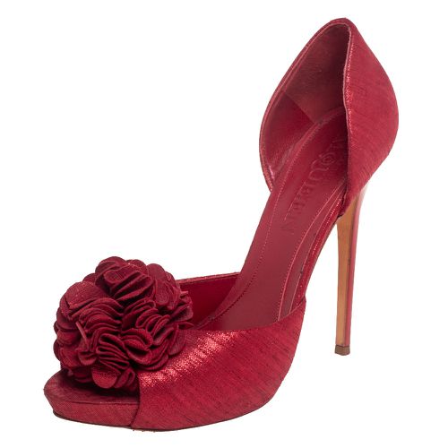 Alexander McQueen Red Fabric Floral Corsage Pumps Size 40 - Alexander McQueen - Modalova