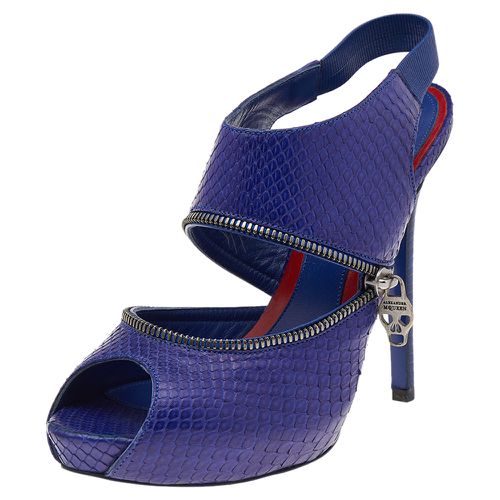 Alexander McQueen Purple Python Leather Sling Back Sandals Size 38 - Alexander McQueen - Modalova