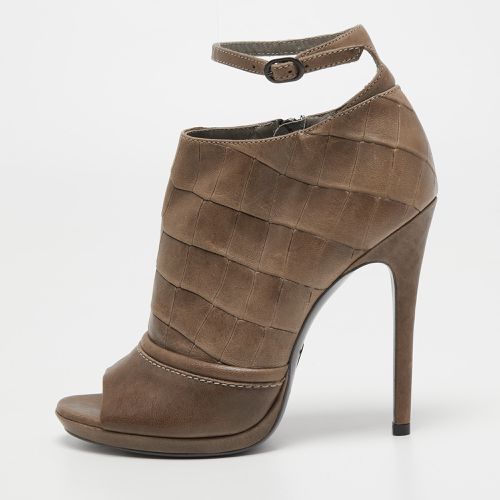 Alexander McQueen Brown Croc Embossed Leather Open Toe Ankle Boots Size 40 - Alexander McQueen - Modalova