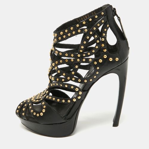 Alexander McQueen Black Leather Studded Caged Platform Booties Size 36 - Alexander McQueen - Modalova