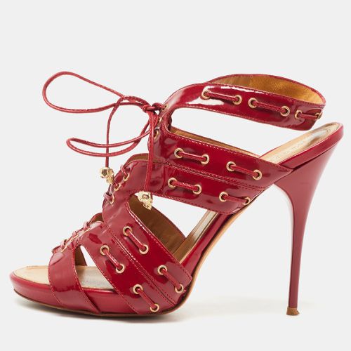 Alexander McQueen Red Patent Leather Lace Up Ankle Strap Sandals Size 39 - Alexander McQueen - Modalova