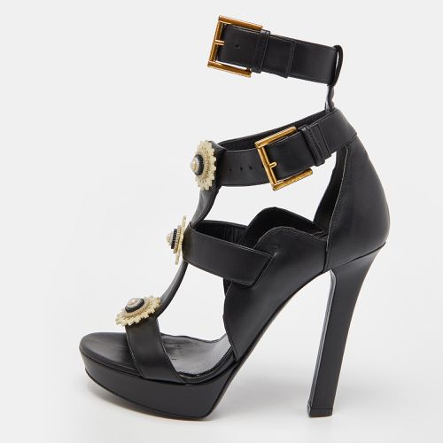 Alexander McQueen Black Leather Strappy Platform Sandals Size 38.5 - Alexander McQueen - Modalova