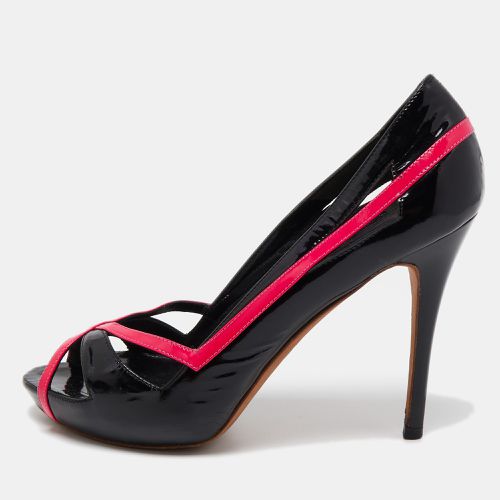 Alexander McQueen Black/Pink Patent Leather Open Toe Pumps Size 37 - Alexander McQueen - Modalova