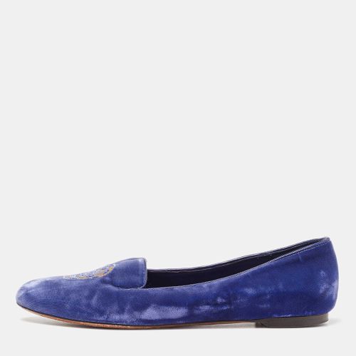 Alexander McQueen Blue Velvet Skull Smoking Slippers Size 37 - Alexander McQueen - Modalova