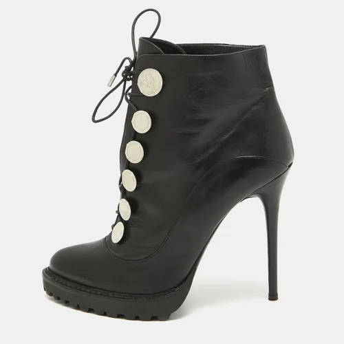 Alexander McQueen Black Leather Lace Up Platform Ankle Boots Size 40 - Alexander McQueen - Modalova